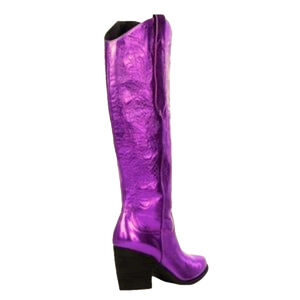 GIANNI BINI Sz 5 Nashville Bachelorette Metallic Purple Tall Cowboy Boots NWT